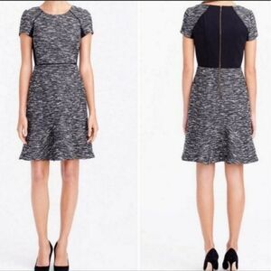 J. Crew Black Mixed Tweed Fit and Flare Dress Size 6